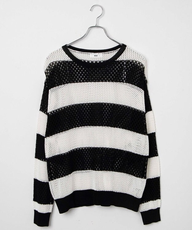 WEGO ボーダーニットビッグPO ブラックボーダー