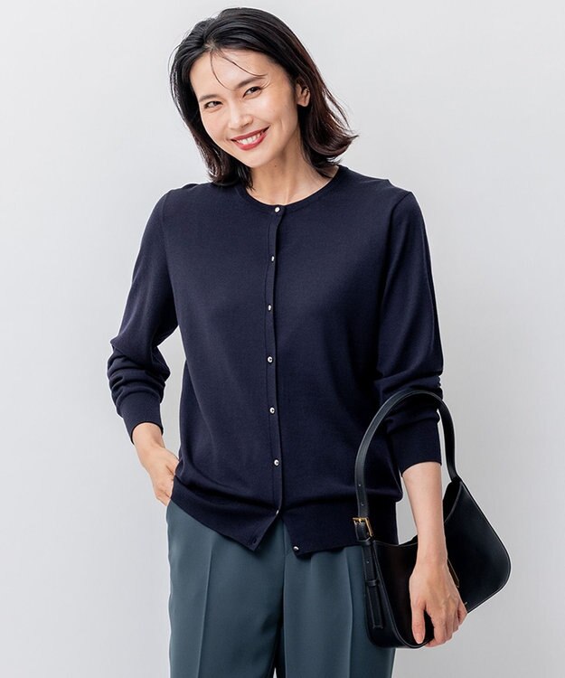 23区 【洗える/アンサンブル対応】サステナブルウール カーディガン ネイビー系