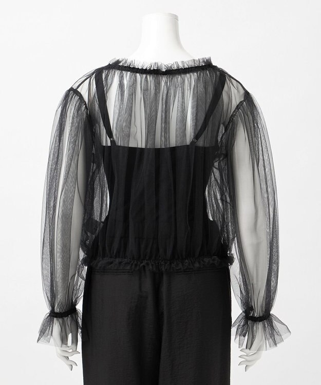 23区 S 【GOLD LABEL】チュール ギャザーブラウス ブラック系