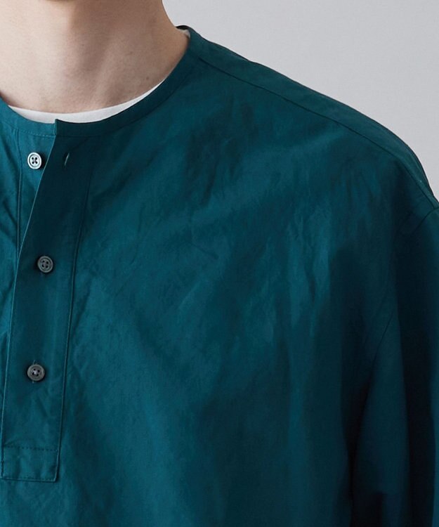 UNFILO MENS ライトリネン ヘンリーネックシャツ [23年春夏商品] ダークグリーン
