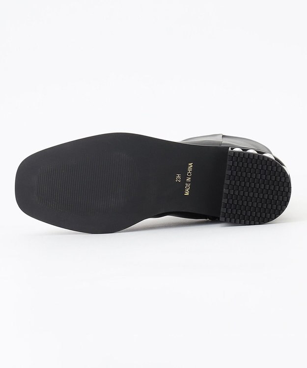 組曲 【23.5cm~24cm】パールヒールミドルブーツ ブラック系