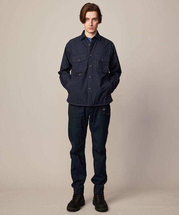 JOSEPH ABBOUD MOUNTAIN 【軽量/ECO撥水/ストレッチ/男女兼用】ライトワッシャー アウトドアシャツ ネイビー系