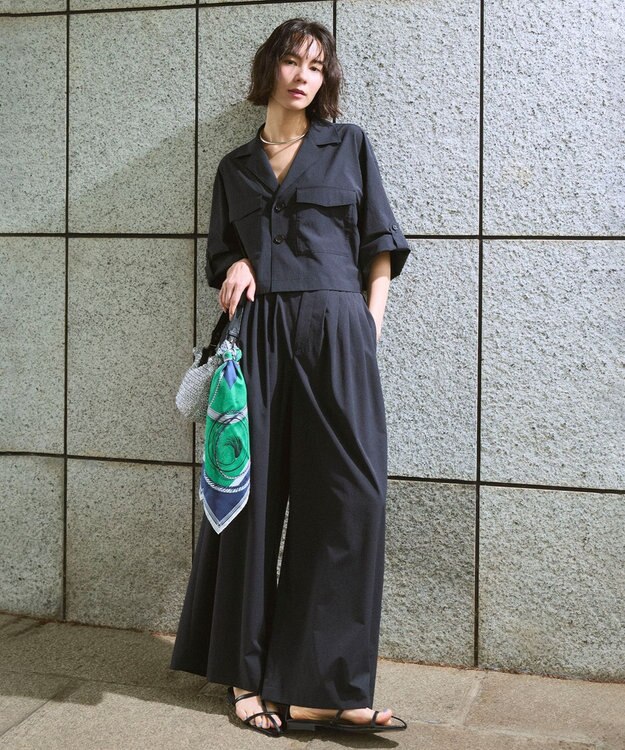 uncrave クールタッチカラータイプライター ワイドパンツ ブラック