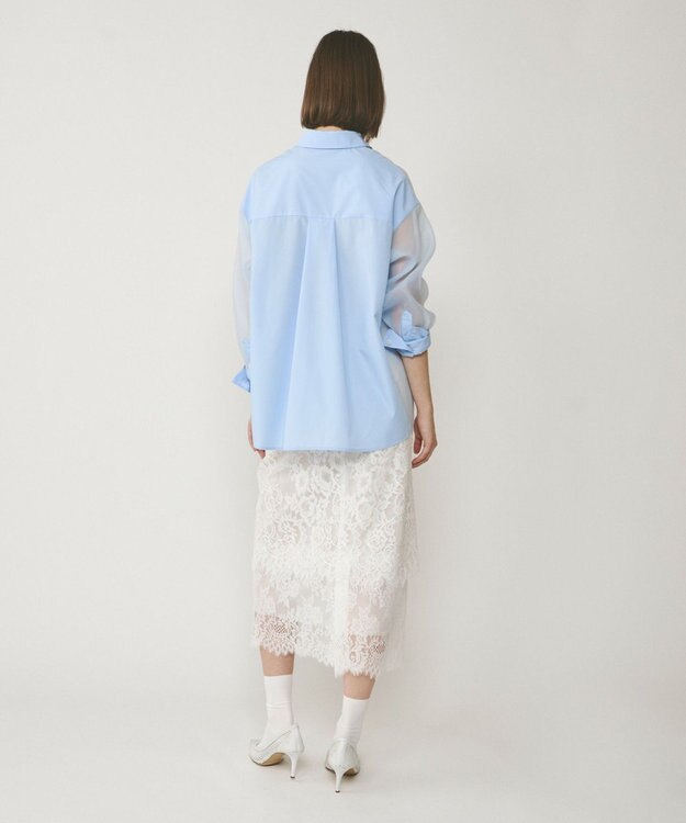 GRACE CONTINENTAL シアーコンビオーバーシャツ ブルー