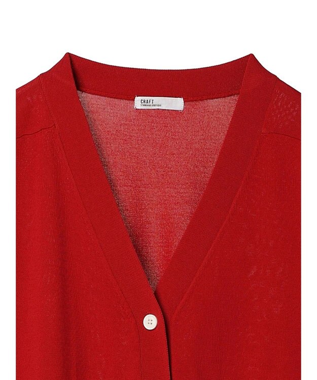 CRAFT STANDARD BOUTIQUE UVカット/接触冷感/マシンウォッシャブル/Vネックニットカーディガン Red