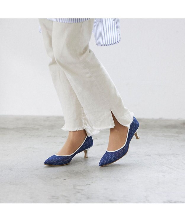 MODE ET JACOMO <carino>レースデザインパンプス ブルー