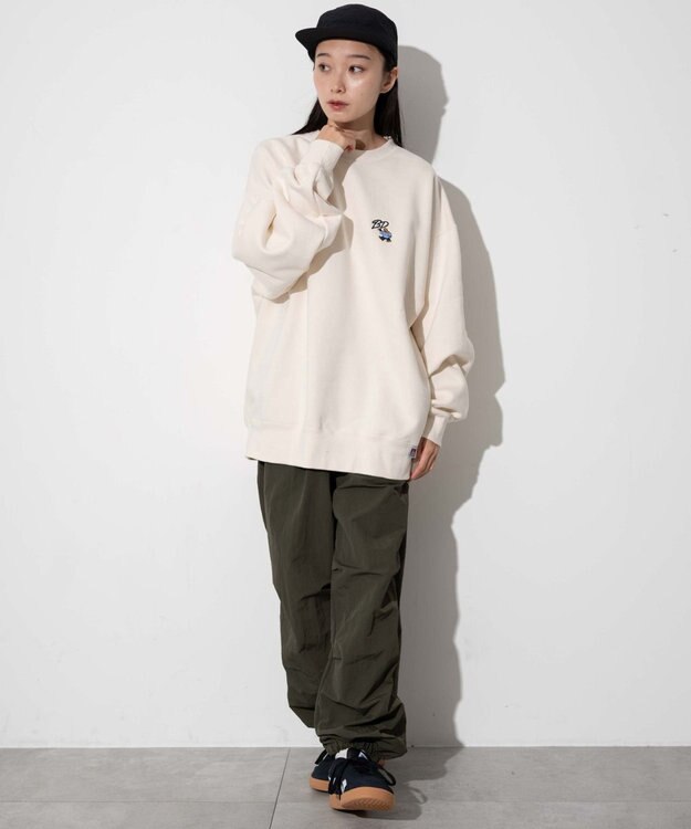 WEGO 【ユニセックス着用ITEM/裏起毛】別注BENDAVISワンポイントプルオーバー オフホワイト