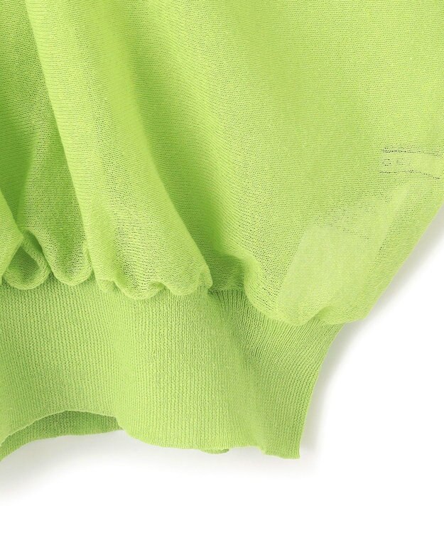 BEIGE， 【洗える・Oggi 7月号掲載】LUPINUS / リネン混半袖プルオーバーギャザーニット Lime