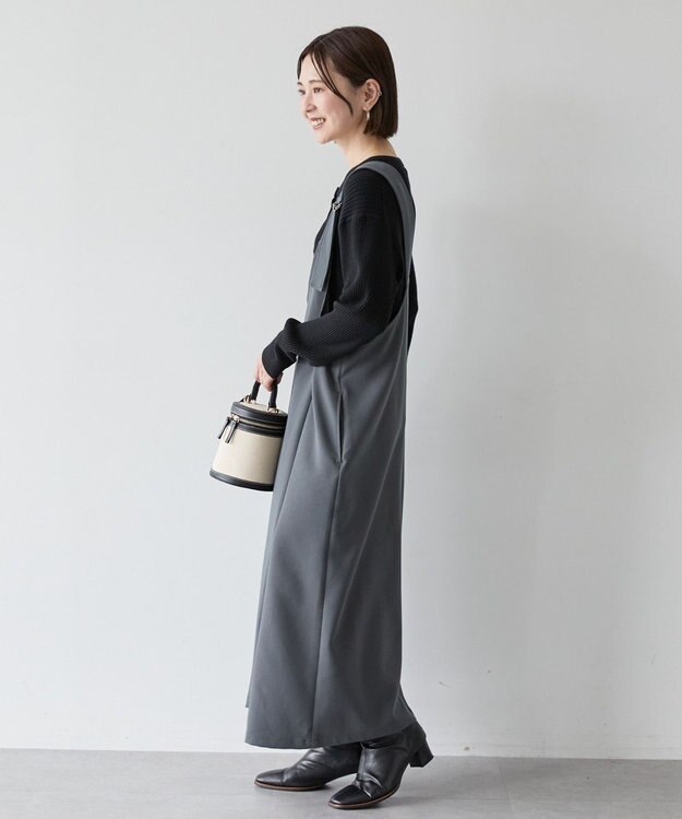 AMERICAN HOLIC イージーケアWクロスIラインワンピース Charcoal Gray