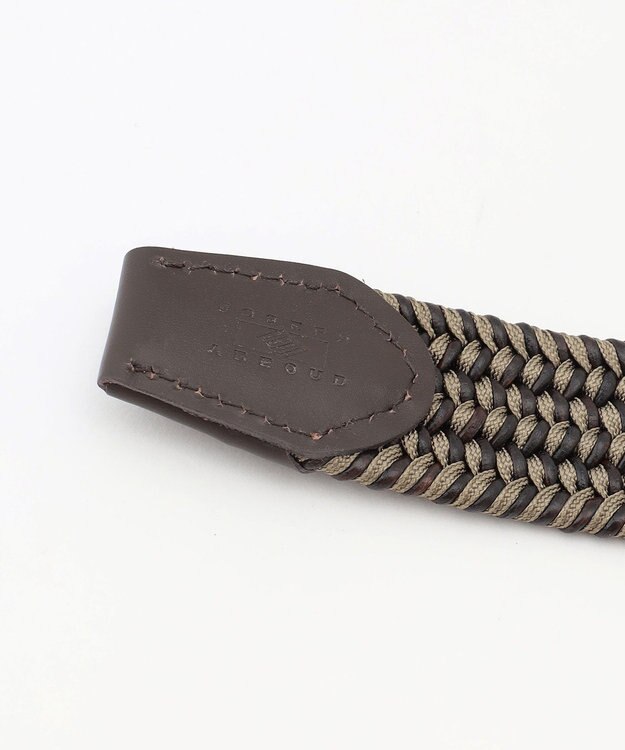 JOSEPH ABBOUD 【キングサイズ・イタリア素材・ストレッチ・日本製】 ストレッチレザーミックス ベルト ダークブラウン系