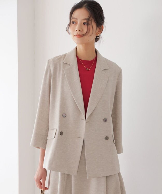 組曲 L シアー ニット５分袖 プルオーバー チェリーローズ系