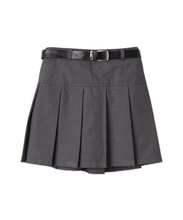 WEGO ベルト付プリーツミニスカパン 杢グレー