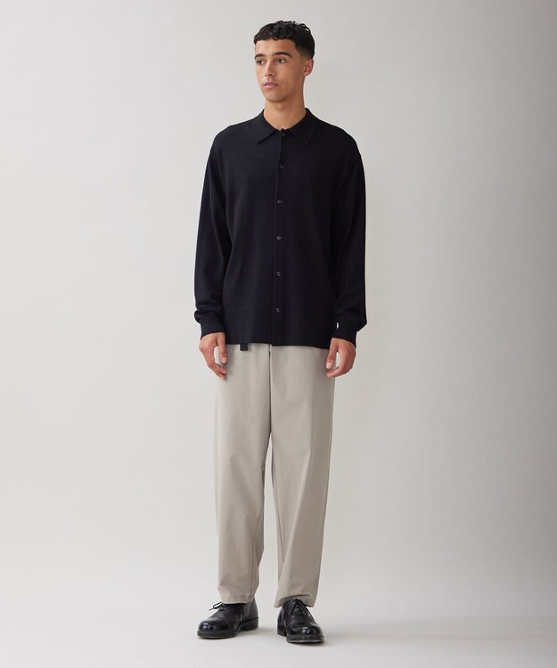 UNFILO MENS 【男女兼用】スタイリッシュ ニットシャツ ブラック