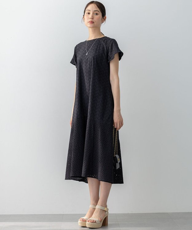 組曲 L エンブロイダリーレースフレアスリーブ ワンピース ブラック系