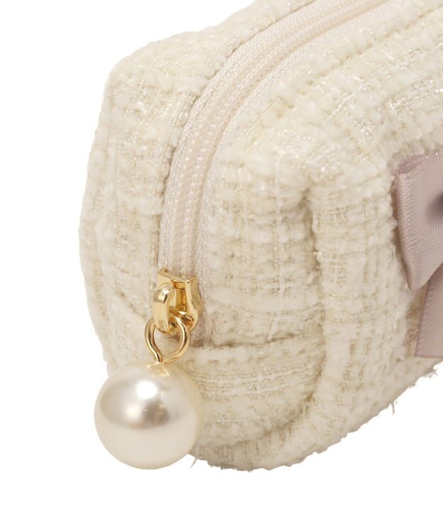 Maison de FLEUR ツイードリボンロングポーチ Ivory