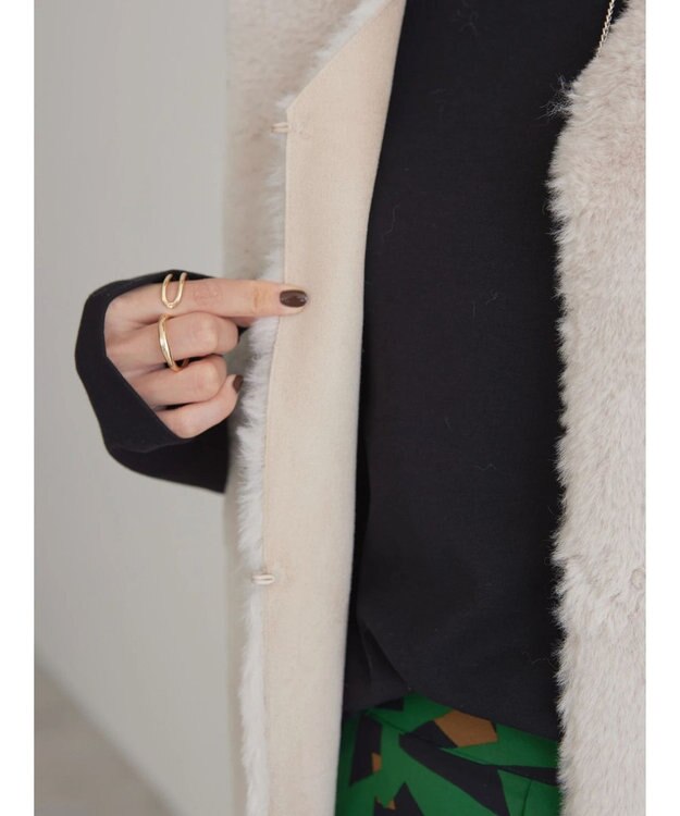 AMERICAN HOLIC 丈違いフェイクファーベスト Gray Beige