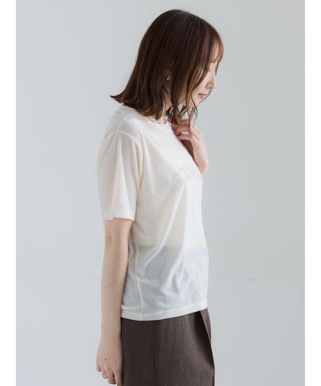 Te chichi シアーベロアロゴ刺繍Tシャツ オフホワイト