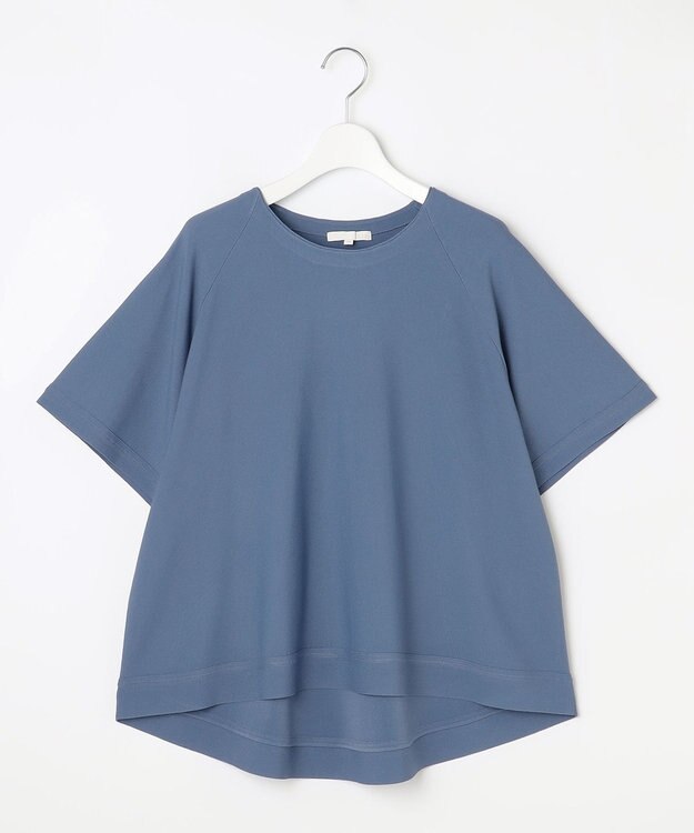 自由区 【接触冷感・UVカット・洗える】クレープストレッチAライン ニット ブルーグレー