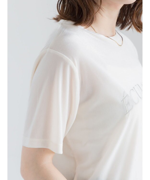 Te chichi シアーベロアロゴ刺繍Tシャツ オフホワイト
