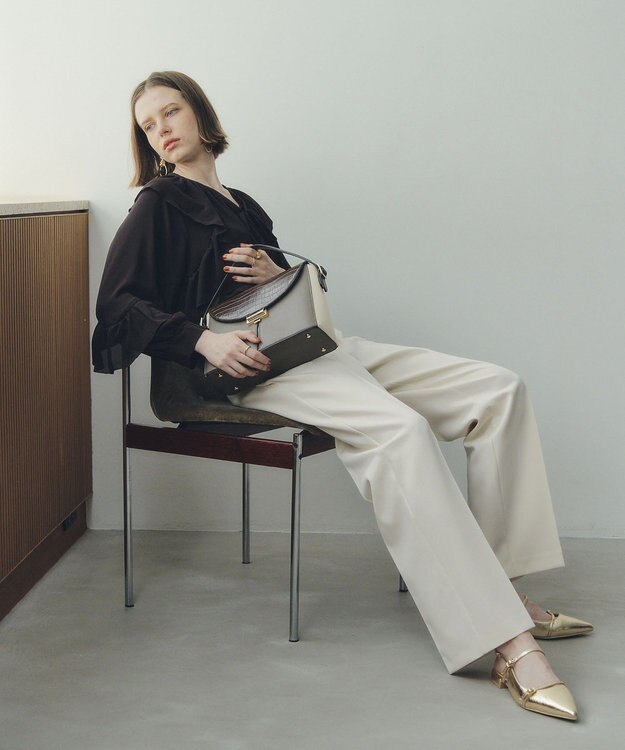 YECCA VECCA 配色メタルポイントバッグ Brown