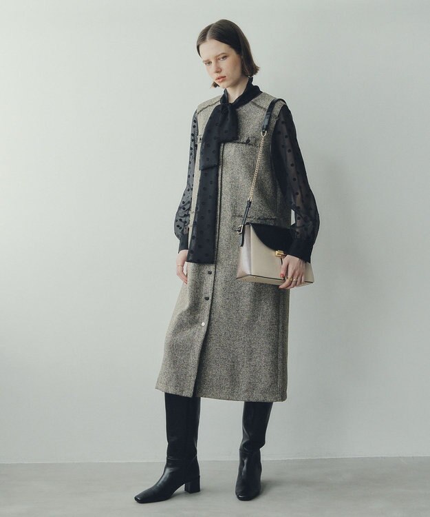 YECCA VECCA 配色メタルポイントバッグ Ivory