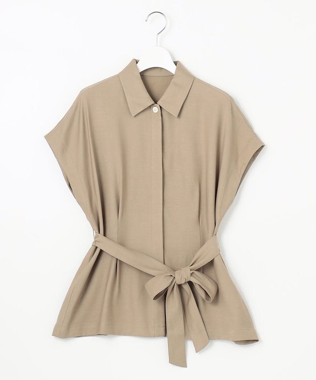 自由区 【XSサイズ～/洗える】キュプラリネンシャンタン ブラウス ベージュ系
