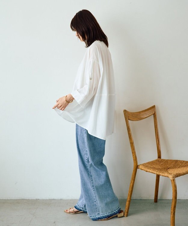 YECCA VECCA 2wayドロストスリーブバンドカラーシャツ White