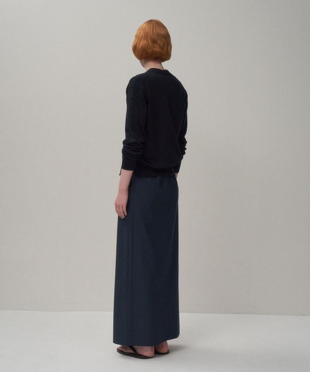 ATON COTTON BROAD | ラップスカート NAVY