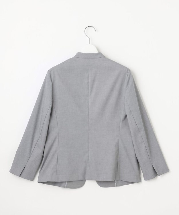 J.PRESS LADIES 【セットアップ対応・洗える・撥水】コットンFITTY ノーカラー ジャケット グレー系