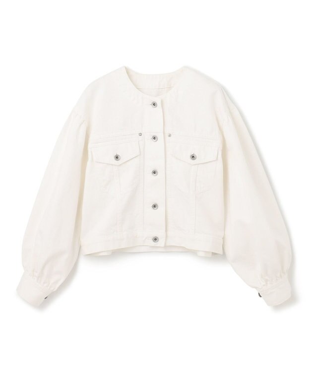 GRACE CONTINENTAL ノーカラーデニムジャケット ホワイト
