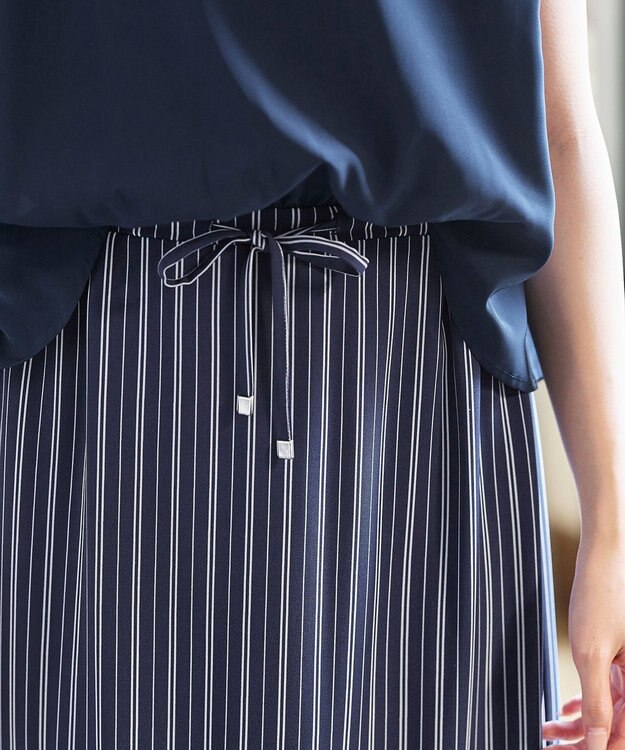 Tiaclasse 【洗える】大人こなれた印象のドッキングドロストワンピース ネイビー