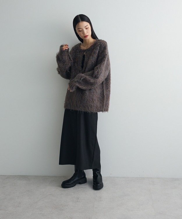 Green Parks 前後２ｗａｙキーネックシャギーニット Brown