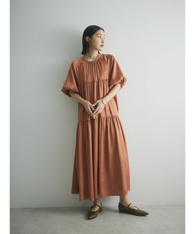 Green Parks armonia．ティアード切り替えワンピース Terracotta