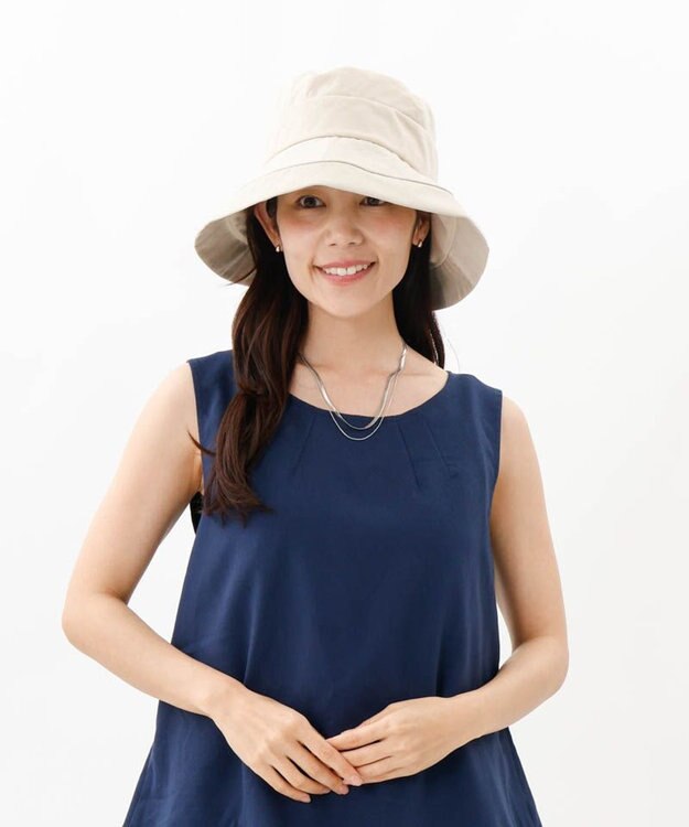 AURORA 【 LANVIN COLLECTION（ランバン コレクション） 】綿麻キャペリンハット ベージュ