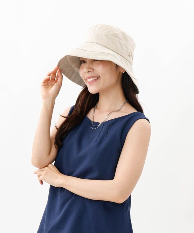 AURORA 【 LANVIN COLLECTION（ランバン コレクション） 】綿麻キャペリンハット ベージュ