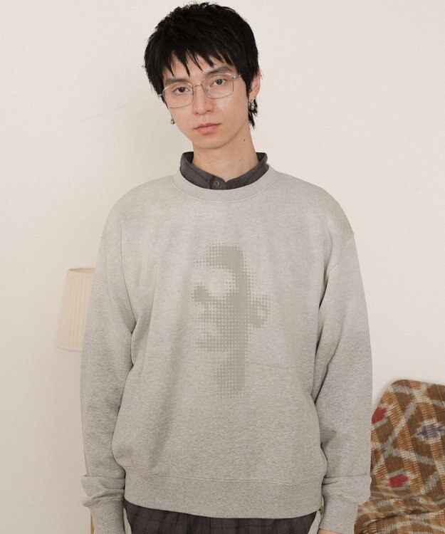WEGO フェードプリントプルオーバー 杢グレー