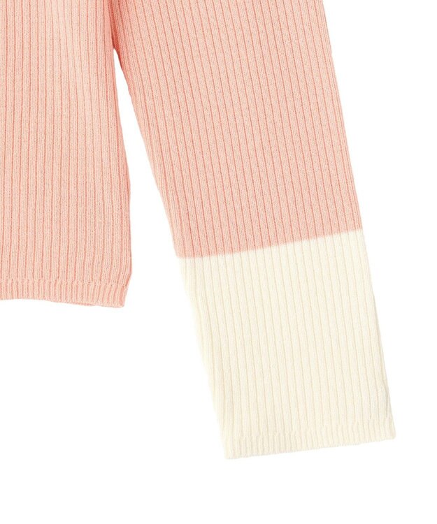 Green Parks アンチピリング袖配色ニットプルオーバー Pink
