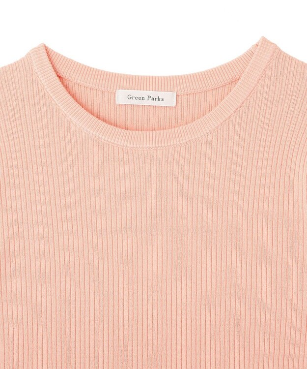 Green Parks アンチピリング袖配色ニットプルオーバー Pink