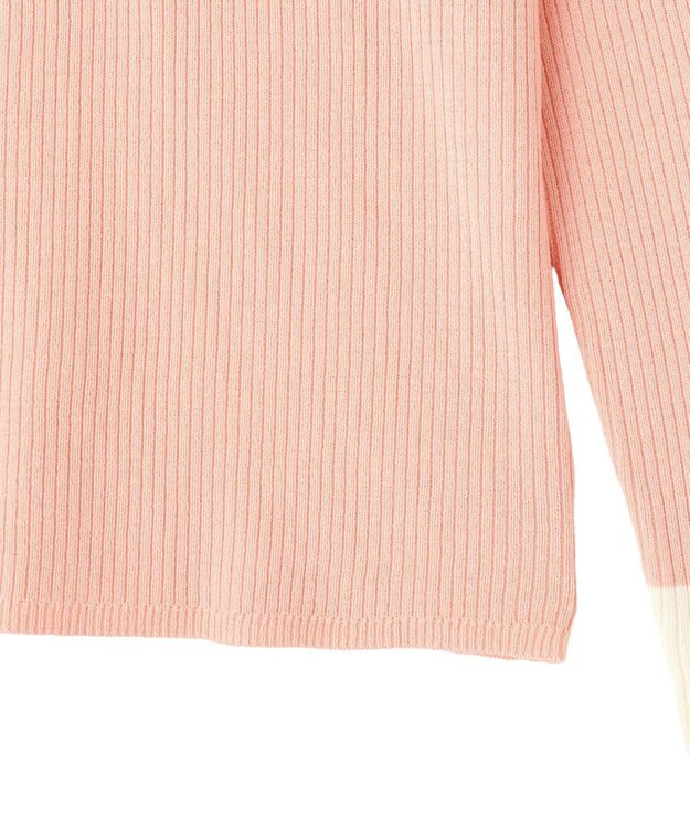 Green Parks アンチピリング袖配色ニットプルオーバー Pink