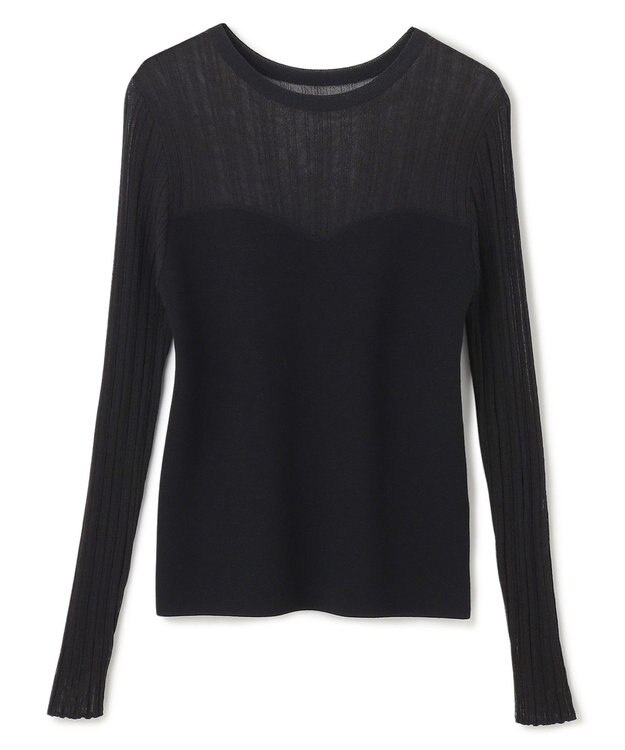 uncrave シルキー ニット コンビ トップス ブラック