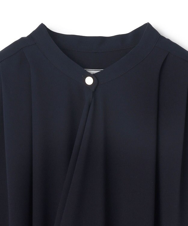 BEIGE， 【洗える】FLEUR / フロントドレープノースリーブドレス Navy