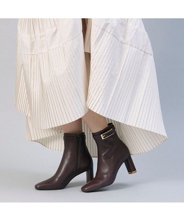 MODE ET JACOMO <MODE ET JACOMO>サイドベルトスクエアトゥショートブーツ ダークブラウン