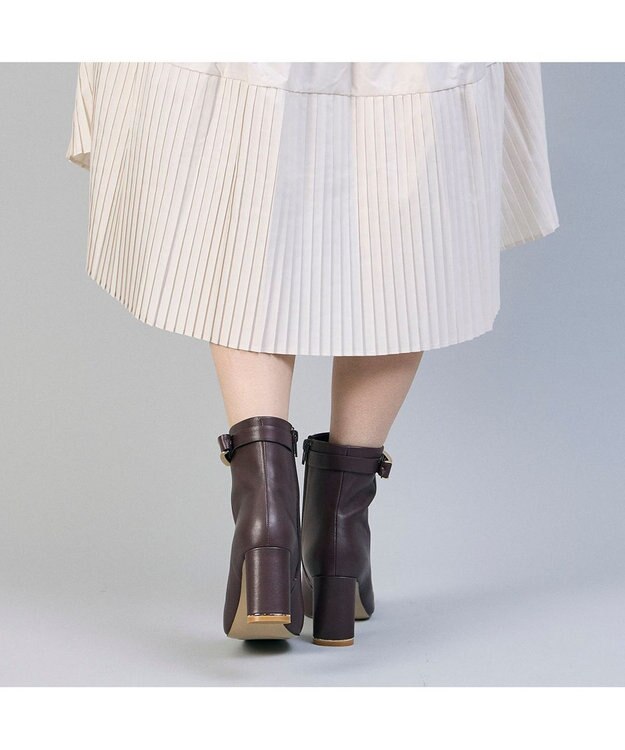 MODE ET JACOMO <MODE ET JACOMO>サイドベルトスクエアトゥショートブーツ ダークブラウン