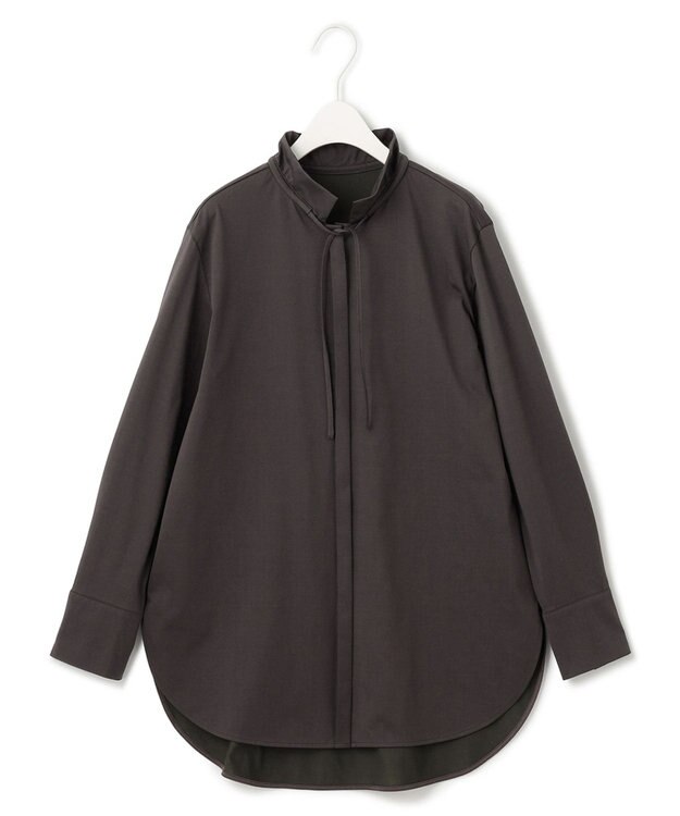 ICB 【洗える】ブラウスライクジャージー ボウタイデザインカットソー バーントブラウン系