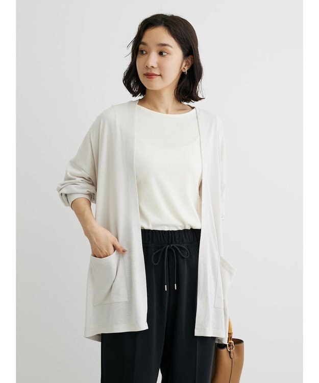 Green Parks ５分袖カットリブプルオーバー Ecru