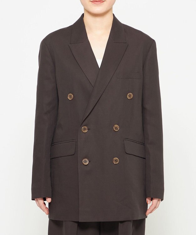 uncrave テンセルライトリネン ビッグジャケット ブラウングレー