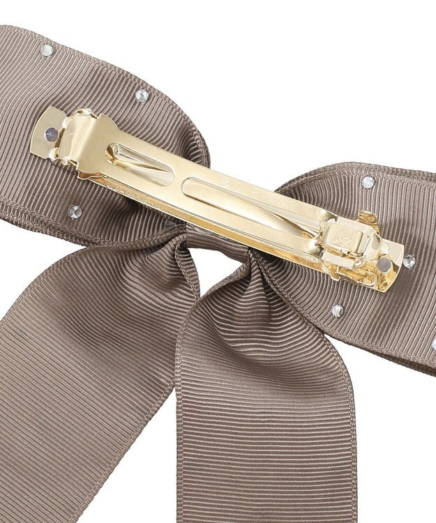 Maison de FLEUR ビジューグログランリボンバレッタ Brown