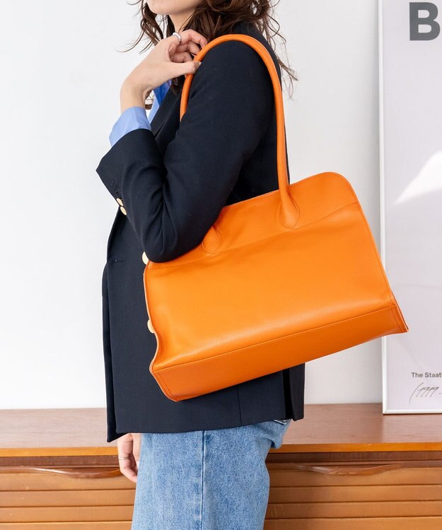 blancle シュリンクレザー ワイドボストン オレンジ