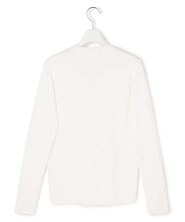 ICB L シンセティックフルニードル Vネックニット オフホワイト×トープライン