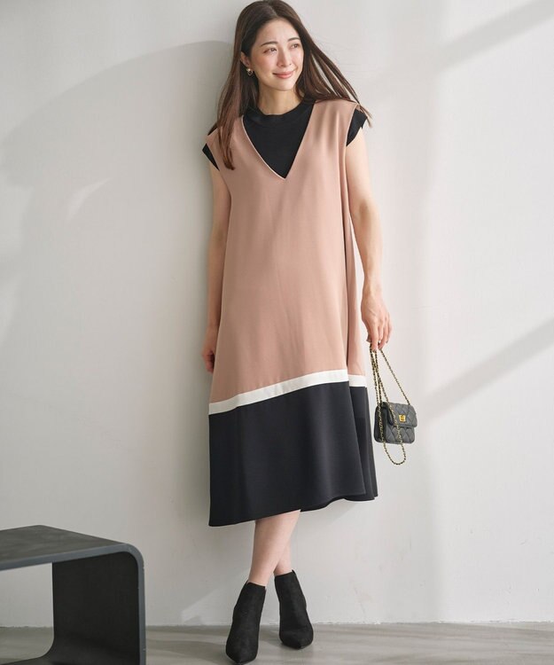 組曲 L 【2SET・WEB限定】バイカラー ジャンスカニットセット ベージュ系